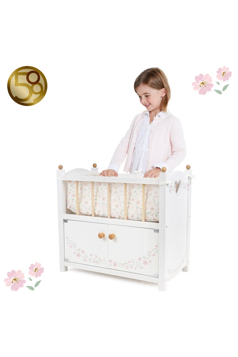 Little Flora 2 in 1 Wooden Doll Cabinet Bed, Alternate, color, White