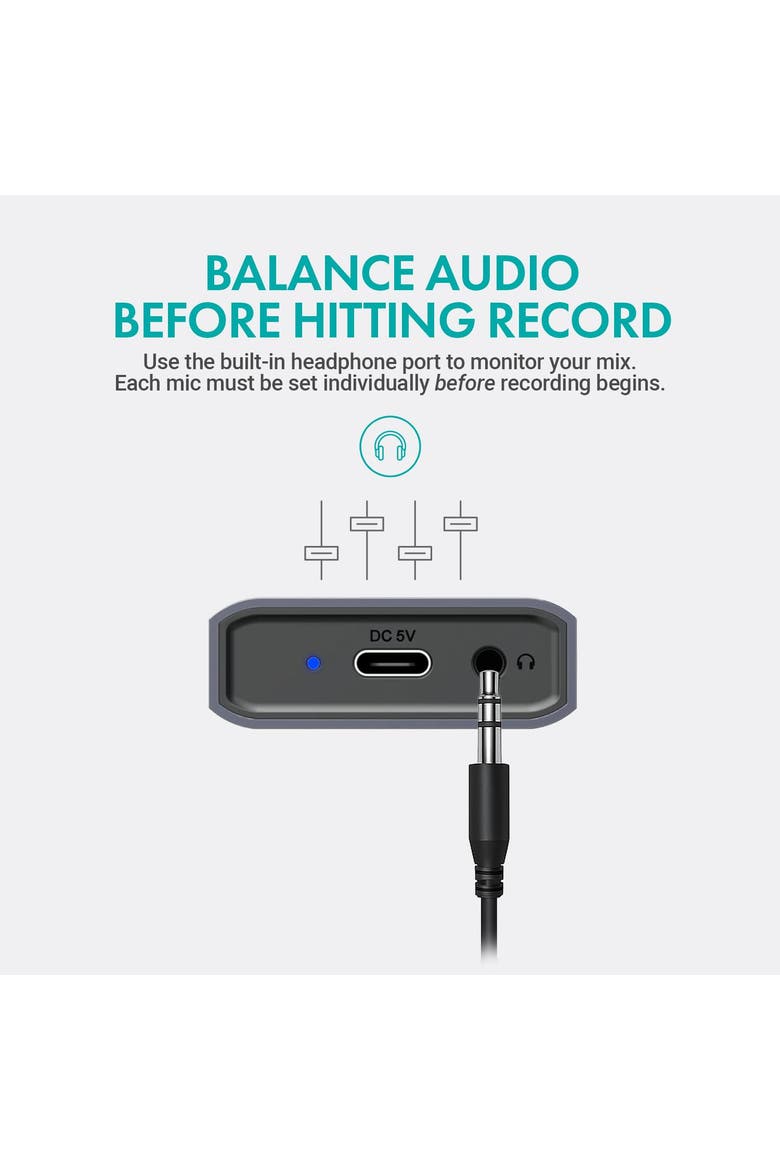 UMX-1 USB Microphone Hub - Connects 4 USB Microphones to Computers, Alternate, color, Black