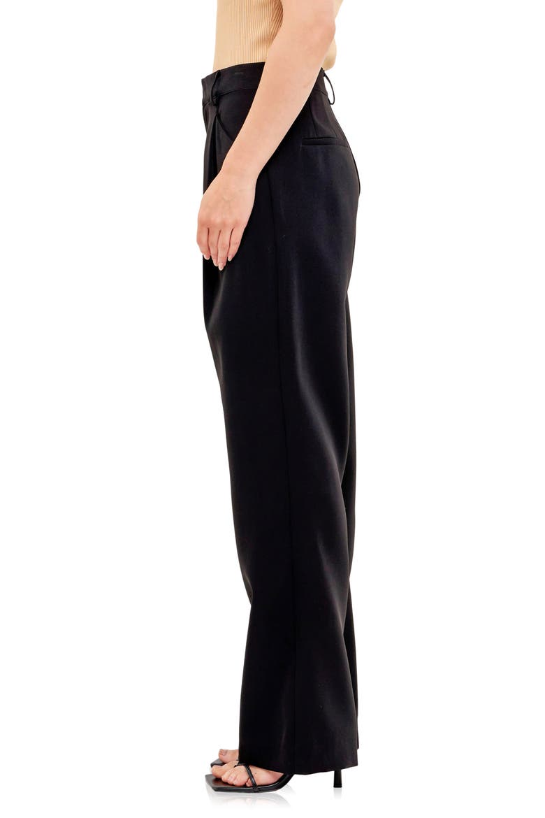 Classic Pleated Suit Trousers, Alternate, color, BLACK