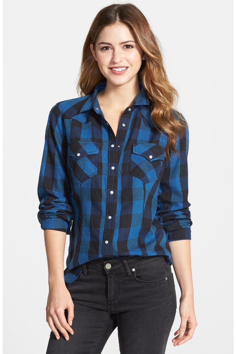 Ingrish Check Cotton Flannel Shirt, Main, color, BLUE