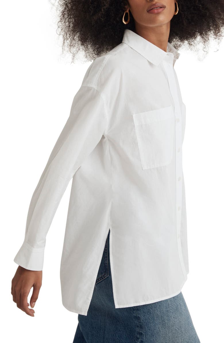 Madewell The Oversize Straight Hem Signature Poplin Shirt, Alternate, color, Eyelet White