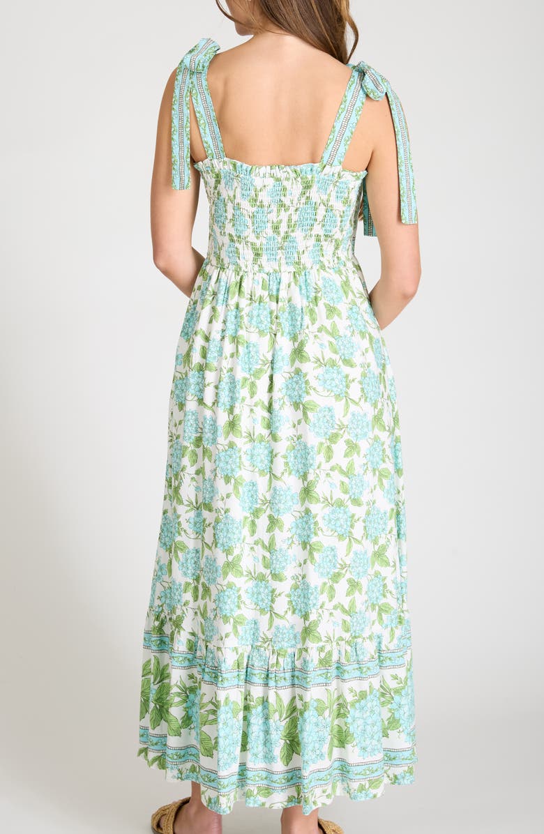 AUGUST SKY Bow Tied Shoulder Strap Midi Dress, Alternate, color, Cream Multi