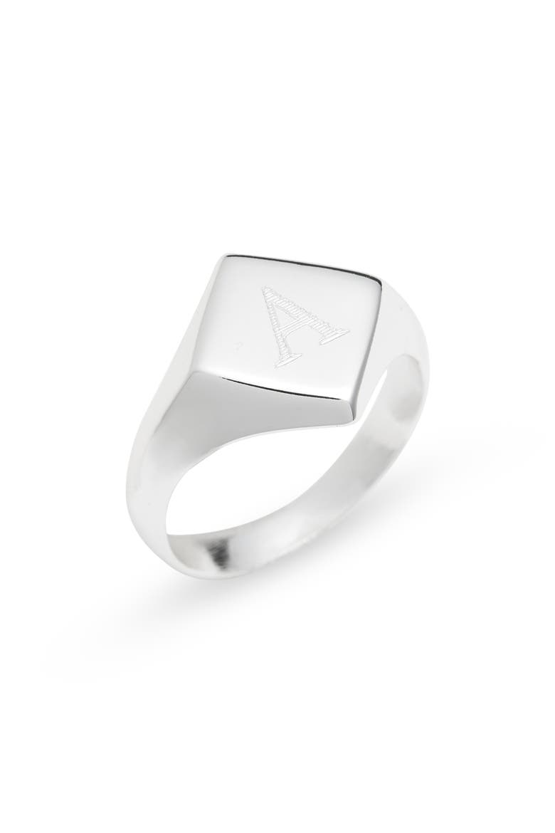 Argento Vivo Engraveable Rhombus Signet Ring, Main, color, SILVER