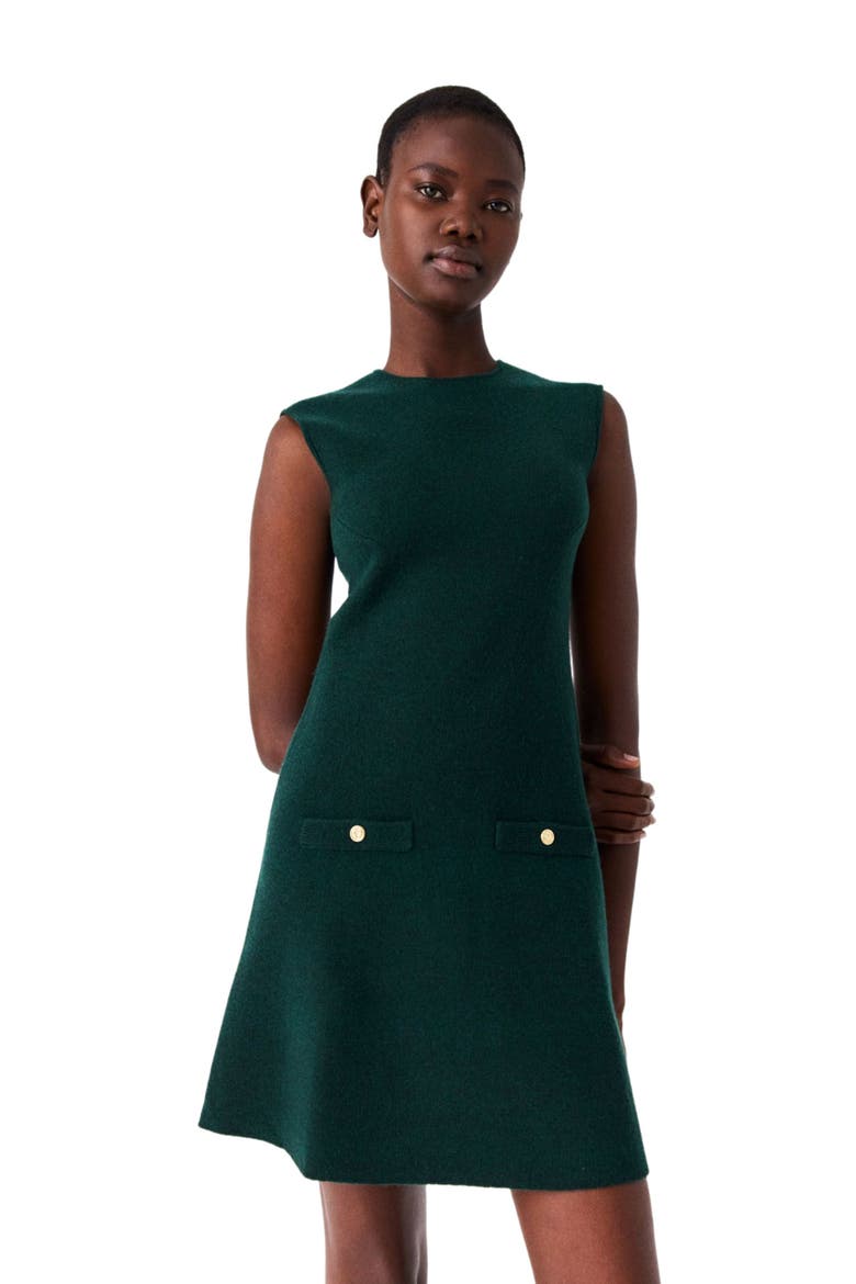 Knit dress with removable sweater, Alternate, color, Bottle green