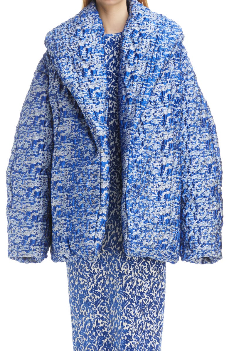 Dries Van Noten Voltaire Oversize Quilted Satin Jacquard Jacket, Main, color, 