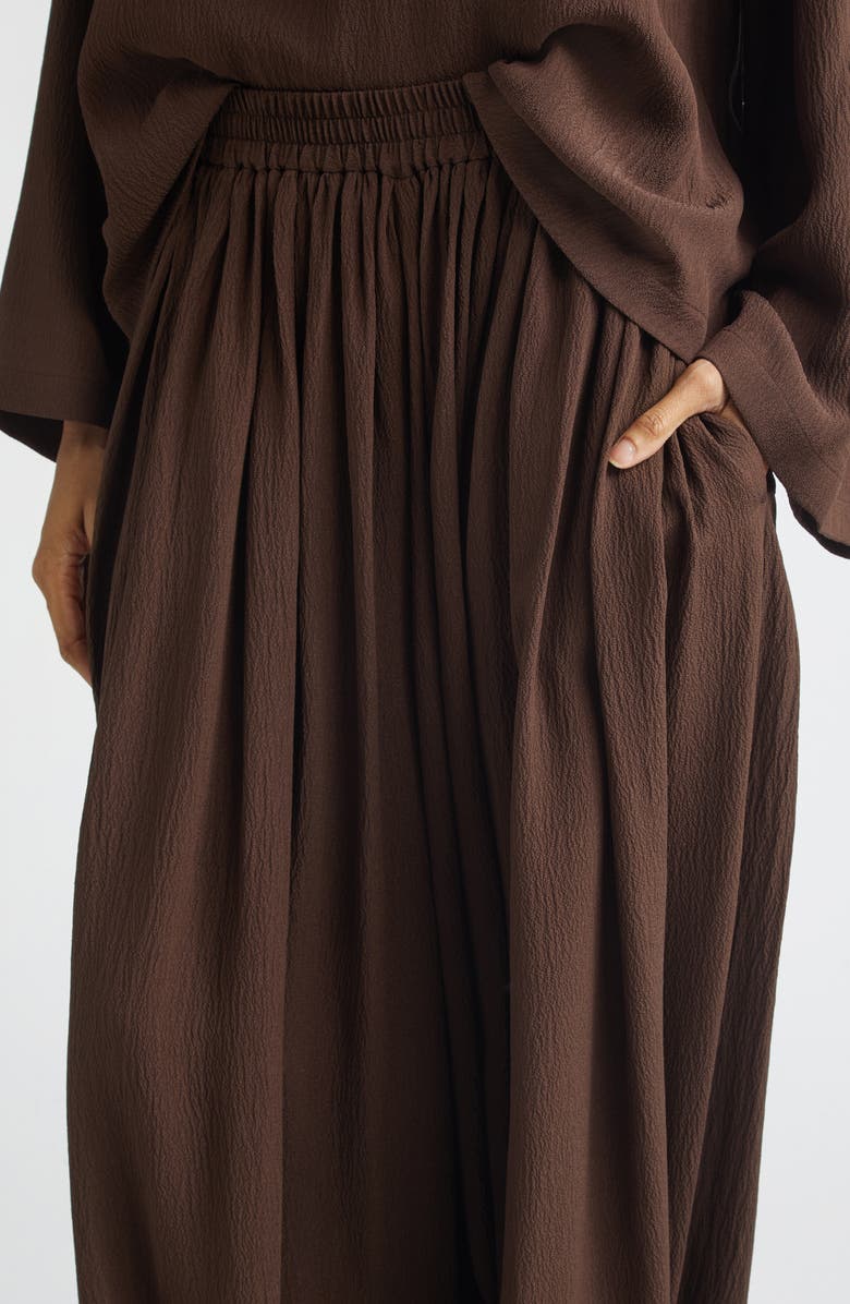 Michael Kors Collection Sarouel Silk Seersucker Trousers, Alternate, color, Espresso