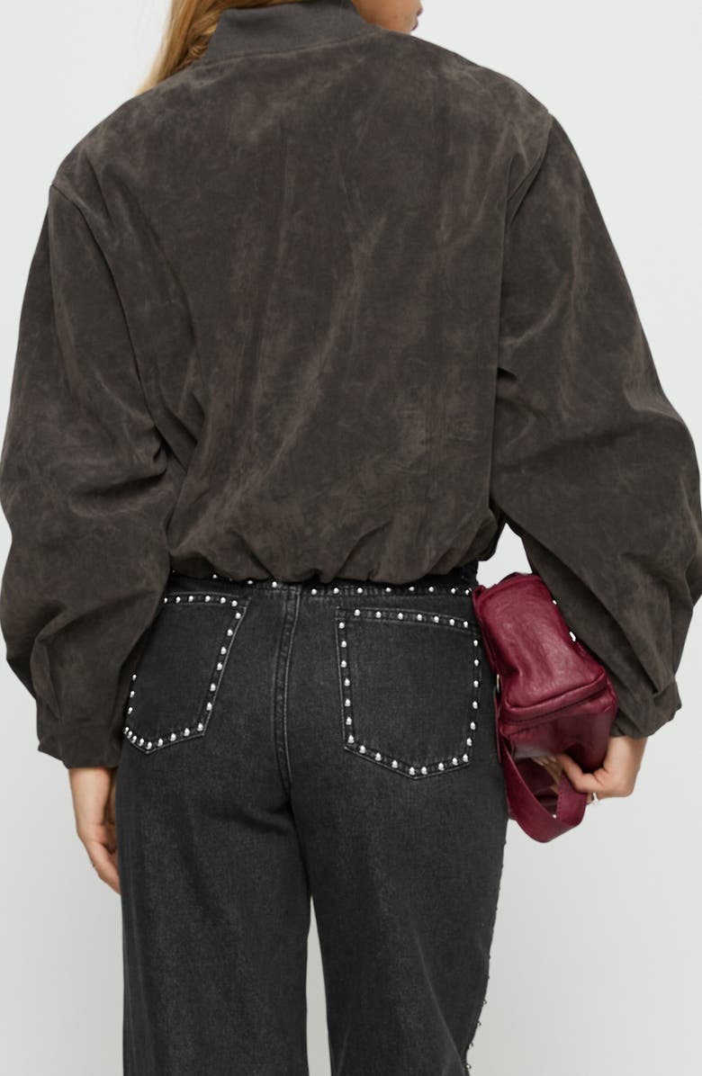 Princess Polly Mastery Faux Suede Jacket, Alternate, color, Charcoal