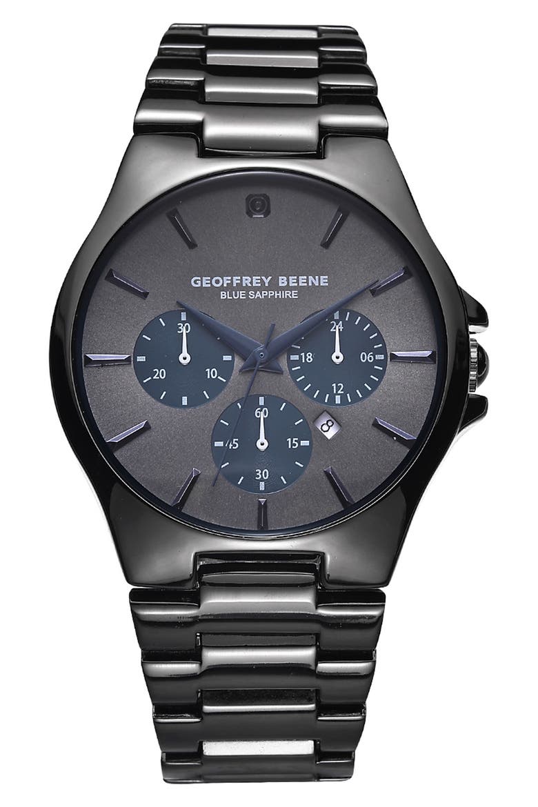 Blue Sapphire Chronograph Bracelet Watch, 42mm, Main, color, GUNMETAL