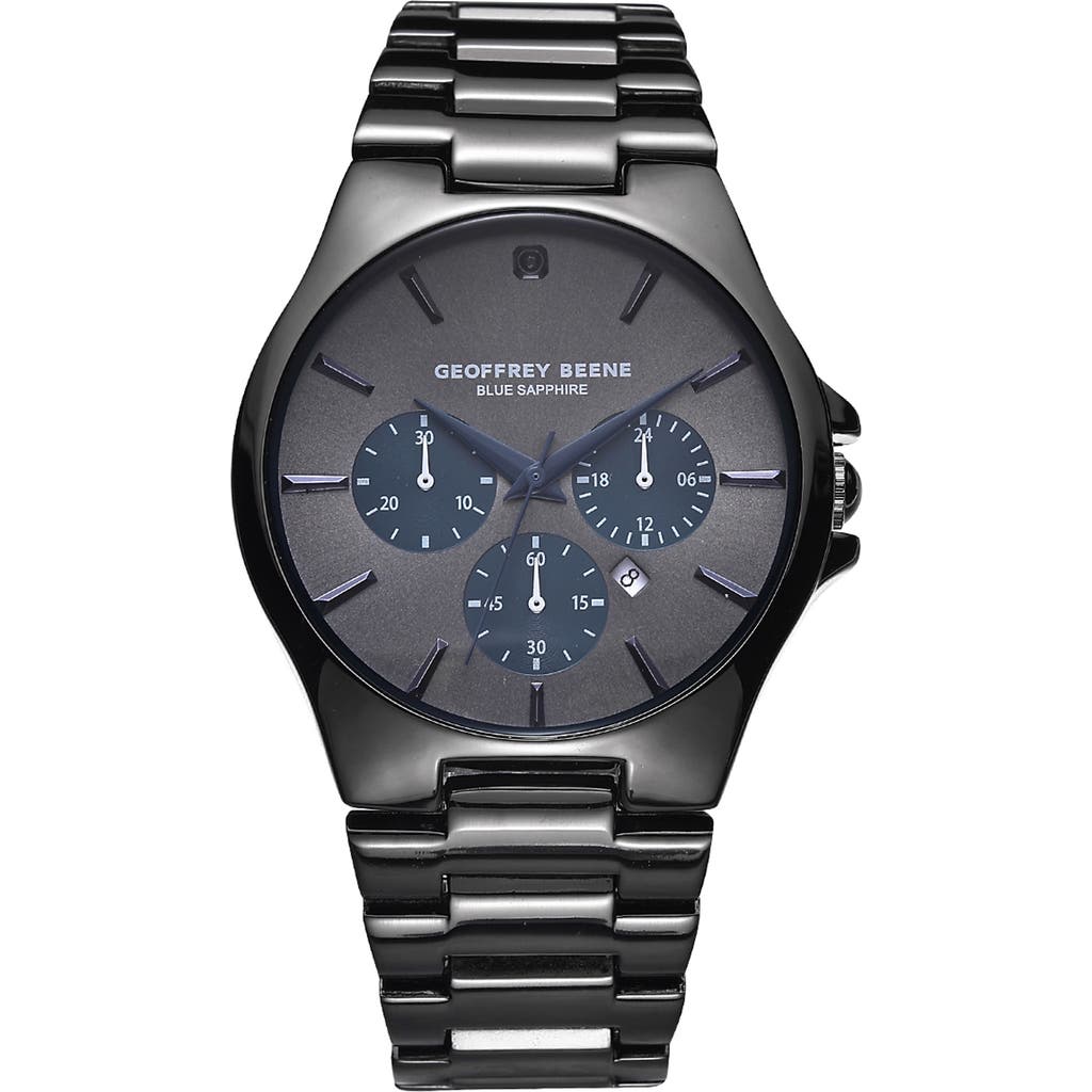 Geoffrey Beene Blue Sapphire Chronograph Bracelet Watch, 42mm In Gray