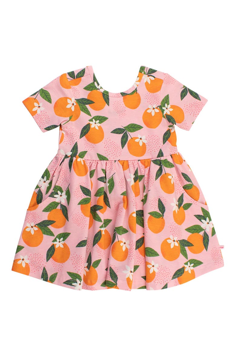 Knit Short Sleeve Twirl Dress, Main, color, Orange You The Sweetest