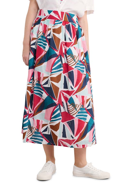 Shop Seasalt Cornwall Mevagissey Organic Cotton Midi Skirt In Spinnaker Sails Chalk