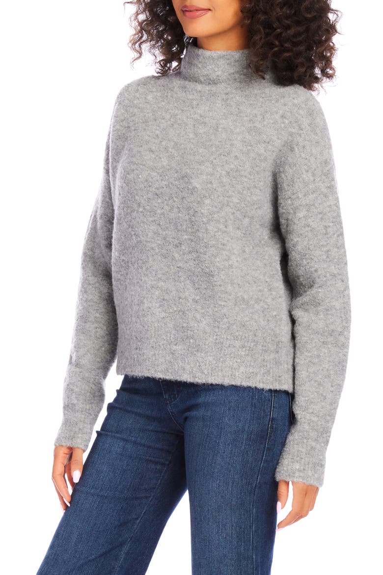 Funnel Neck Bouclé Sweater, Alternate, color, GRAY