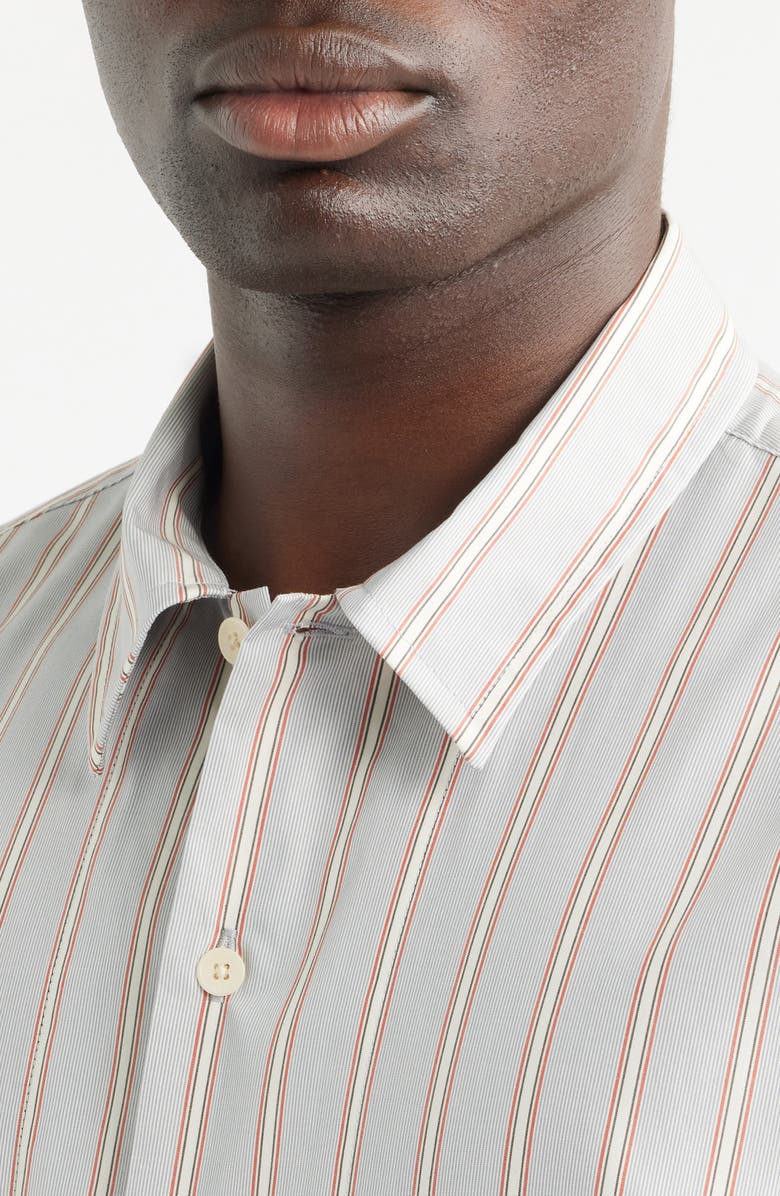 NN07 Reed 5322 Stripe Short Sleeve Pima Cotton Poplin Button-Up Shirt, Alternate, color, Red Stripe