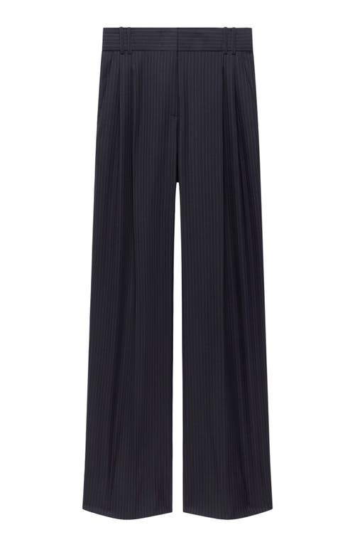 Another Tomorrow Twill Pleated Trouser In Black
