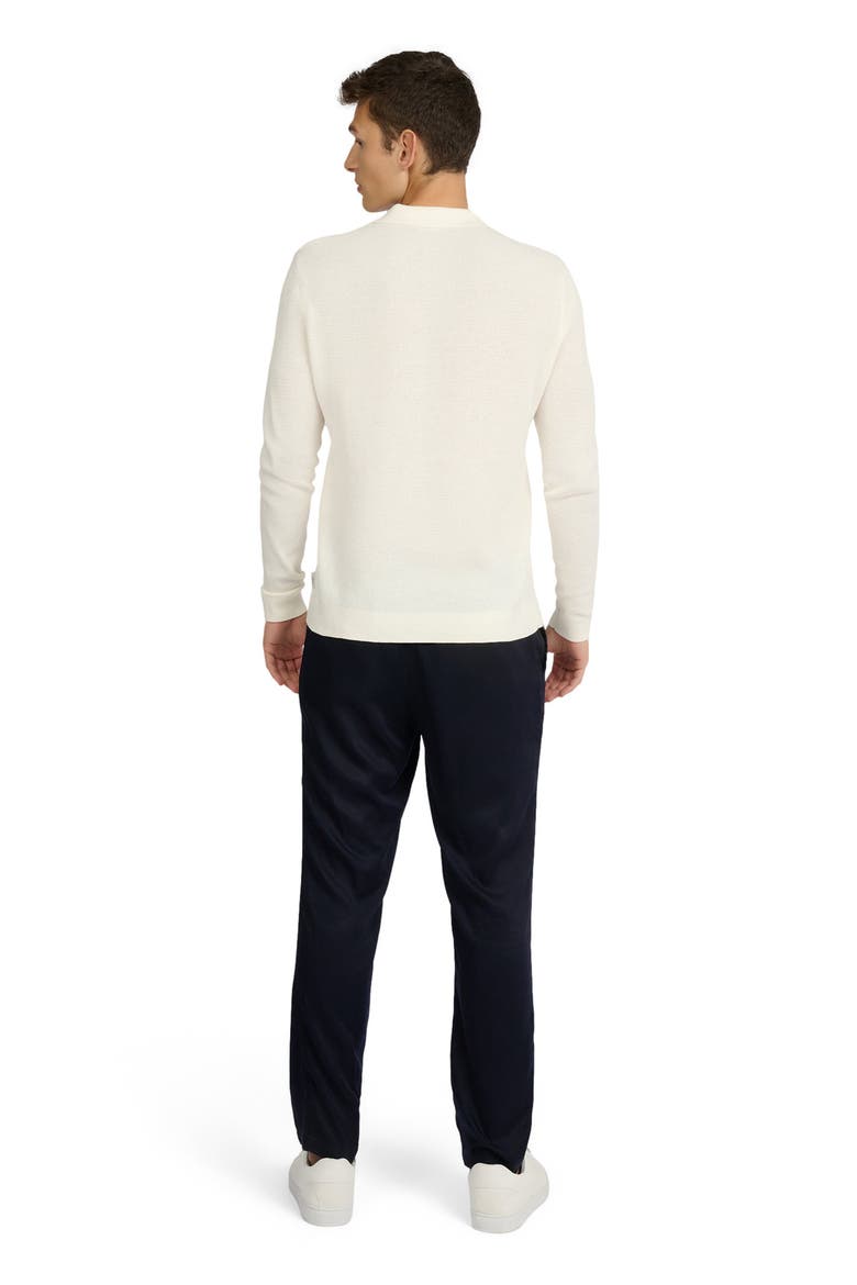 Cotton Textured Long Sleeve Johnny Polo, Alternate, color, EGRET