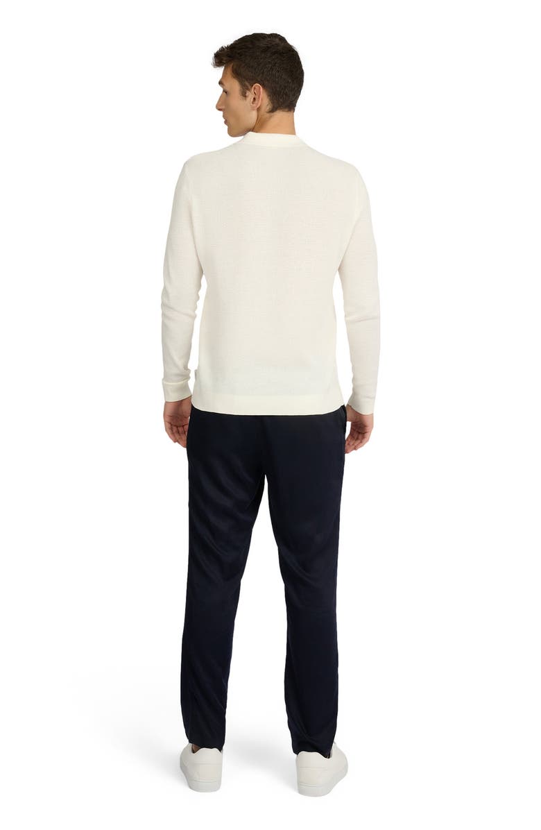 Onia Cotton Textured Long Sleeve Johnny Polo, Alternate, color, Egret