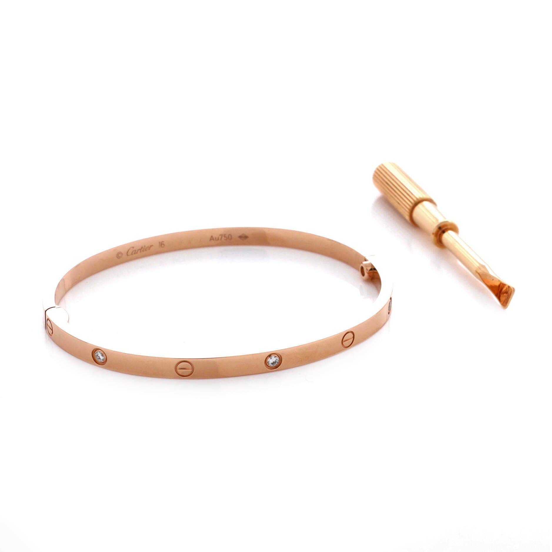 Love 6 Diamond Bracelet 18K Rose Gold and Diamonds Small, Alternate, color, Metallic Gold