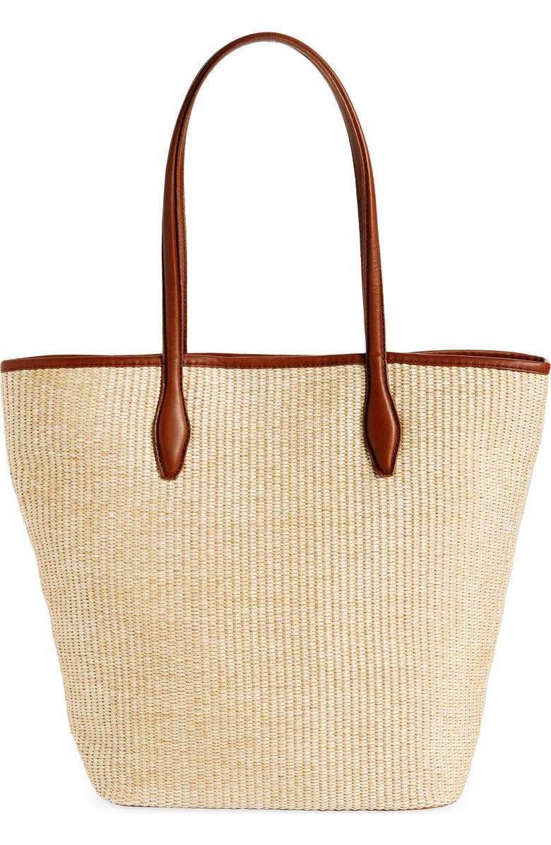 Madewell The Leather Trimmed Straw Tote, Main, color,