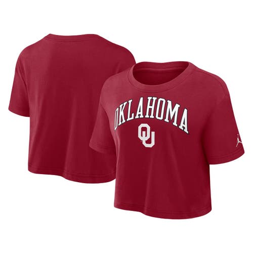 Jordan Brand Crimson Oklahoma Sooners Athletic Prep Arch Cropped Performance T-shirt