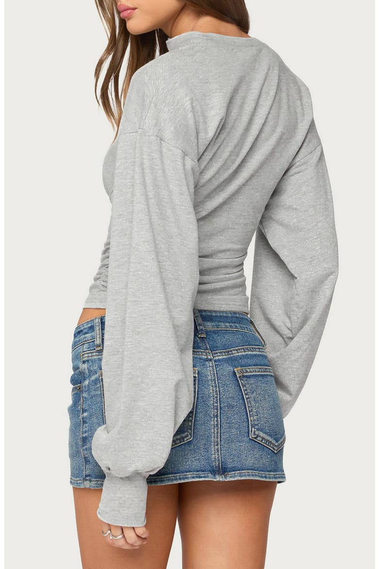 Diya Puff Sleeve Henley T-Shirt, Alternate, color, GRAY-MELANGE