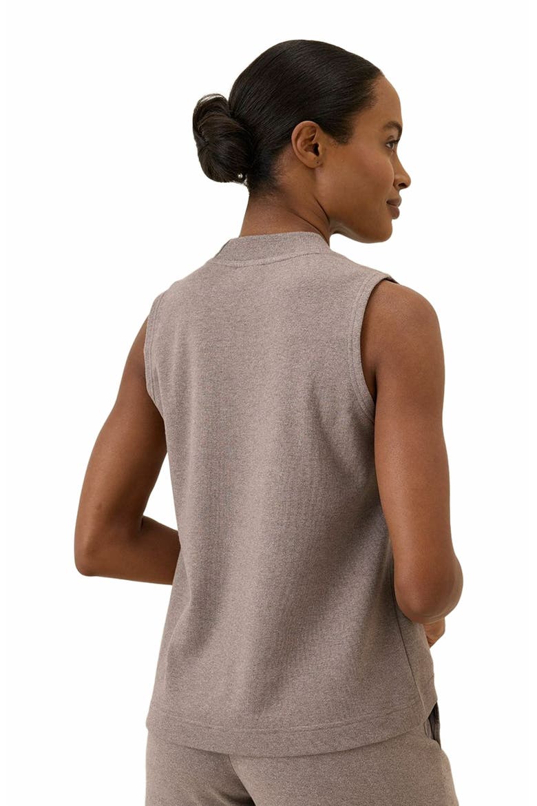 Organic Cotton Airplane Mock Neck Shell, Alternate, color, Deep Taupe Heather