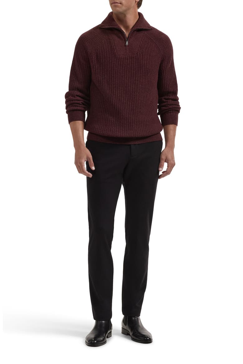 Rib Quarter Zip Sweater, Alternate, color, BURGUNDY