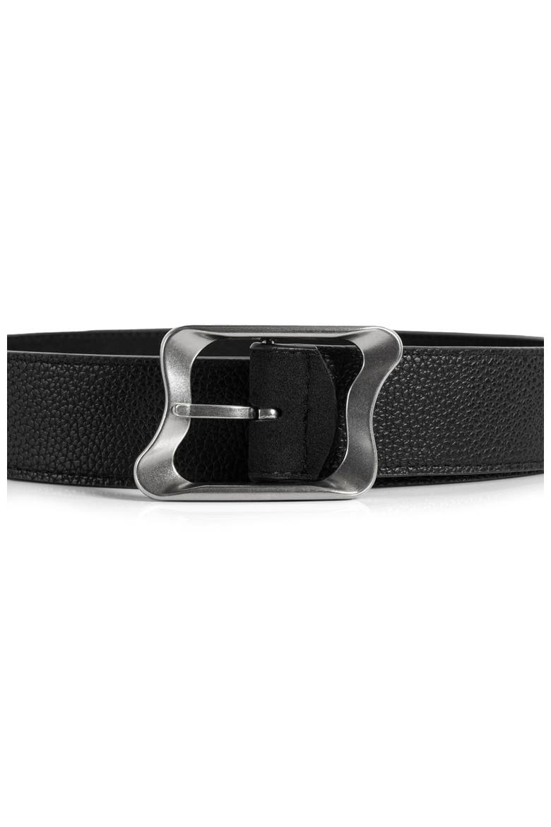 Eleanor Suede & Leather Statement Buckle Belt, Alternate, color, Black