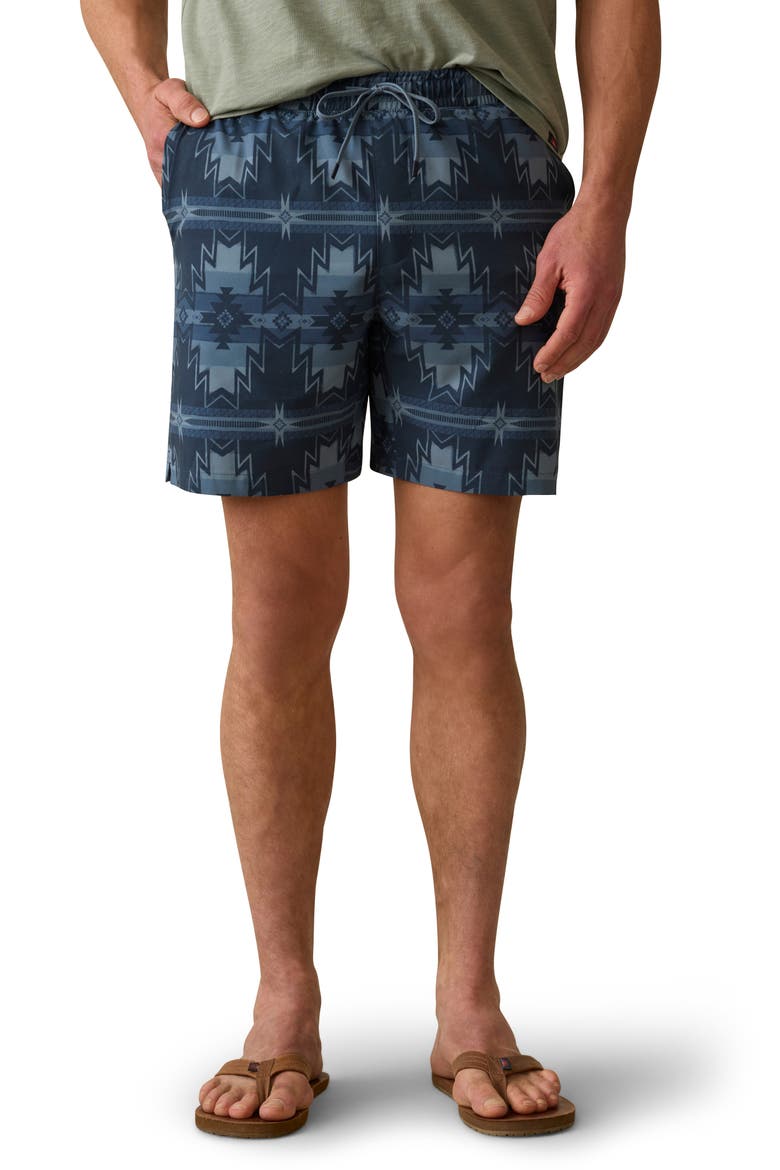 DGF Shorelite Performance Swim Trunks, Main, color, NIGHT NAVY STARS