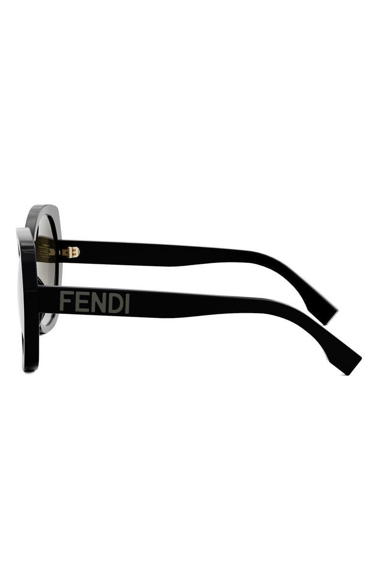 Fendi 'Fendi Lettering 57mm Gradient Butterfly Sunglasses, Alternate, color, Shiny Black / Gradient Brown