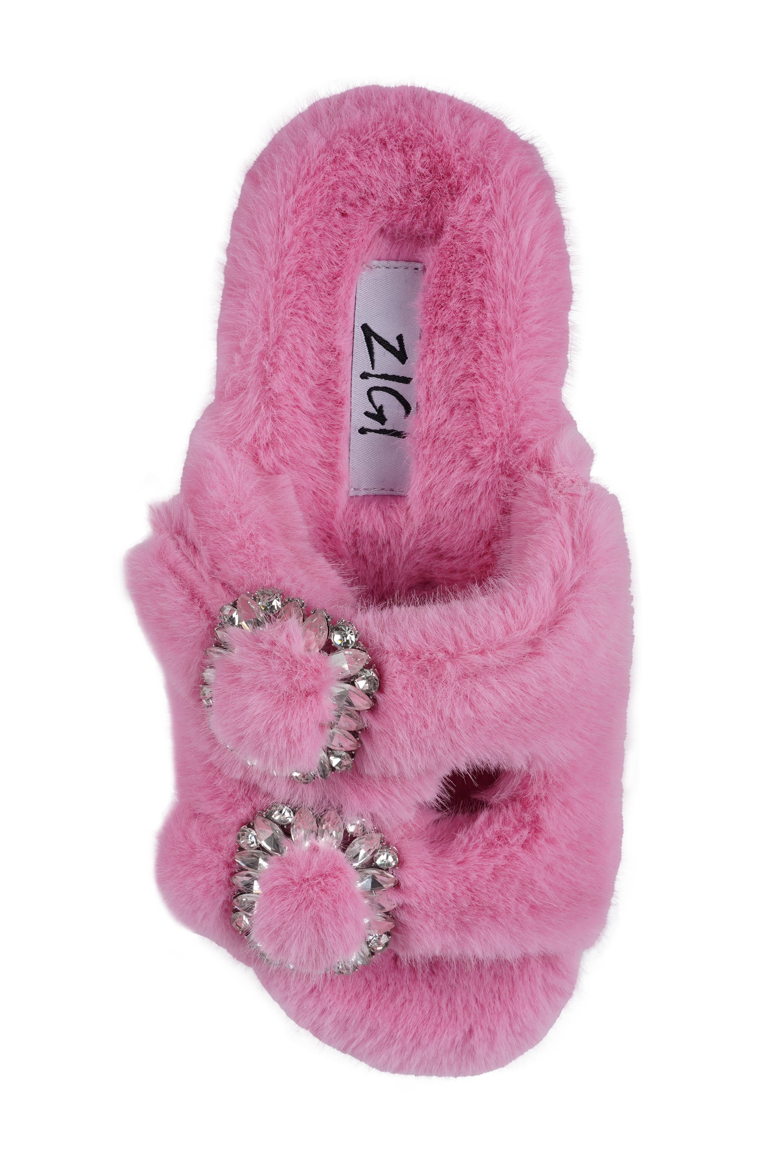 Fly Faux Fur Platform Slide Sandal, Alternate, color, PINK