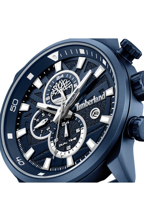 Timberland Henniker Ii Multifunction Chronogrpah Leather Strap Watch, 46mm In Navy