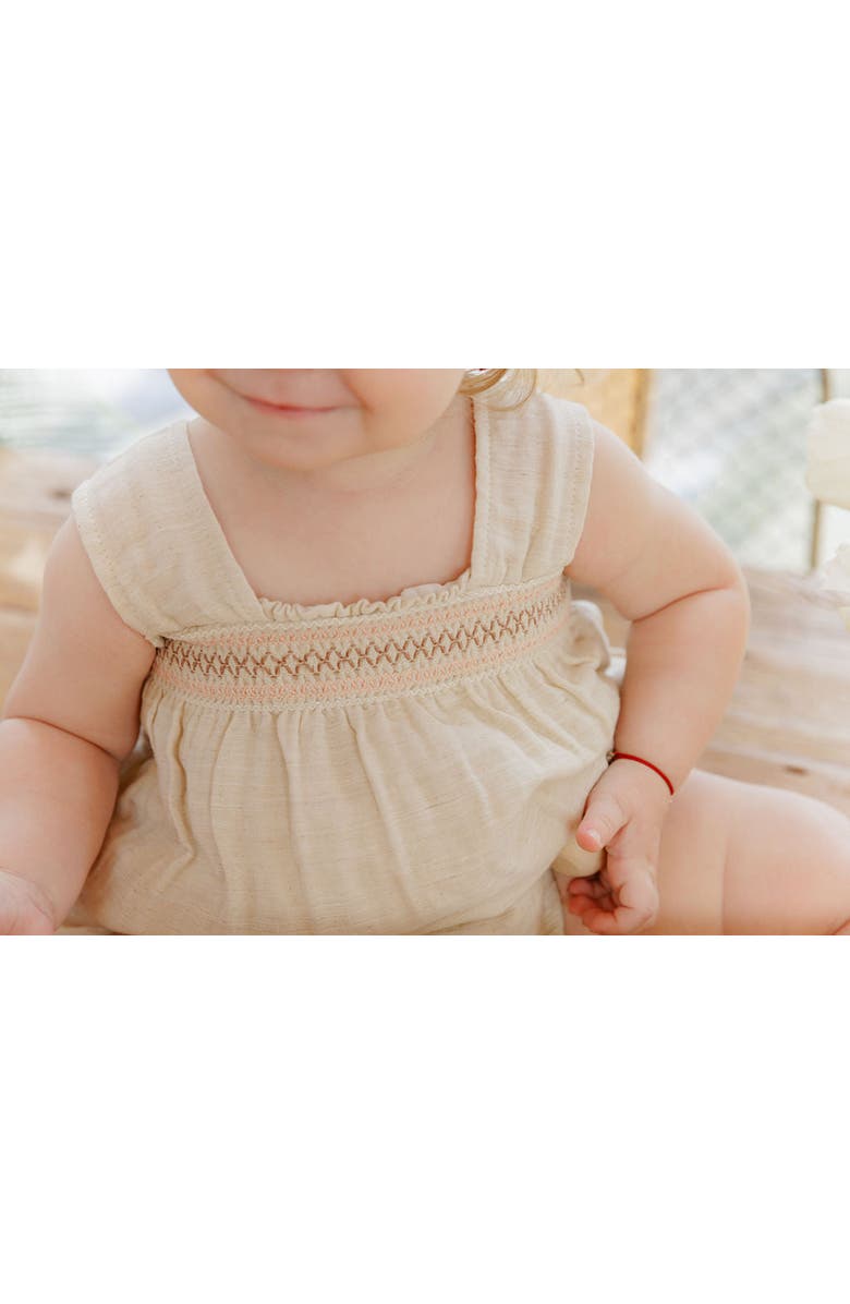 Ely's & Co. Looms Stitch Collection - Smocked Linen Romper, Alternate, color, Natural