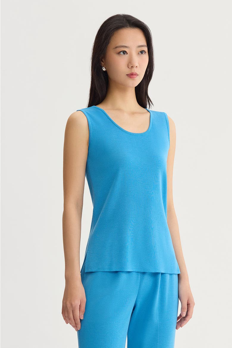 Mid Length Scoop Neck Knit Tank, Alternate, color, Tranquil Blue