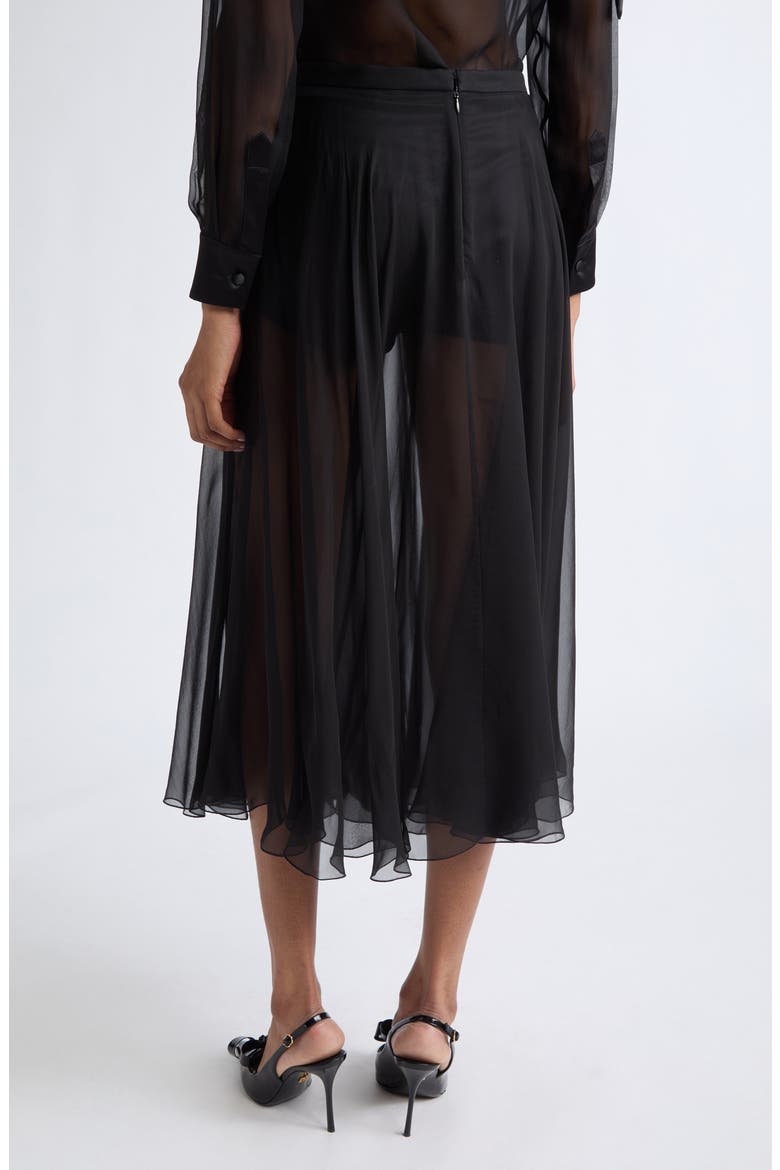 Silk Chiffon Midi Skirt, Alternate, color, BLACK