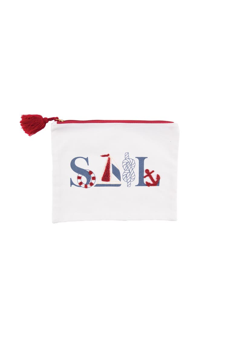 9" x 12" Sail Pouch Nautical Design Printed Makeup Zipper Pouch Organizer Purse, Main, color, Red