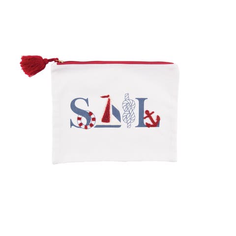9" x 12" Sail Pouch Nautical Design Printed Makeup Zipper Pouch Organizer Purse