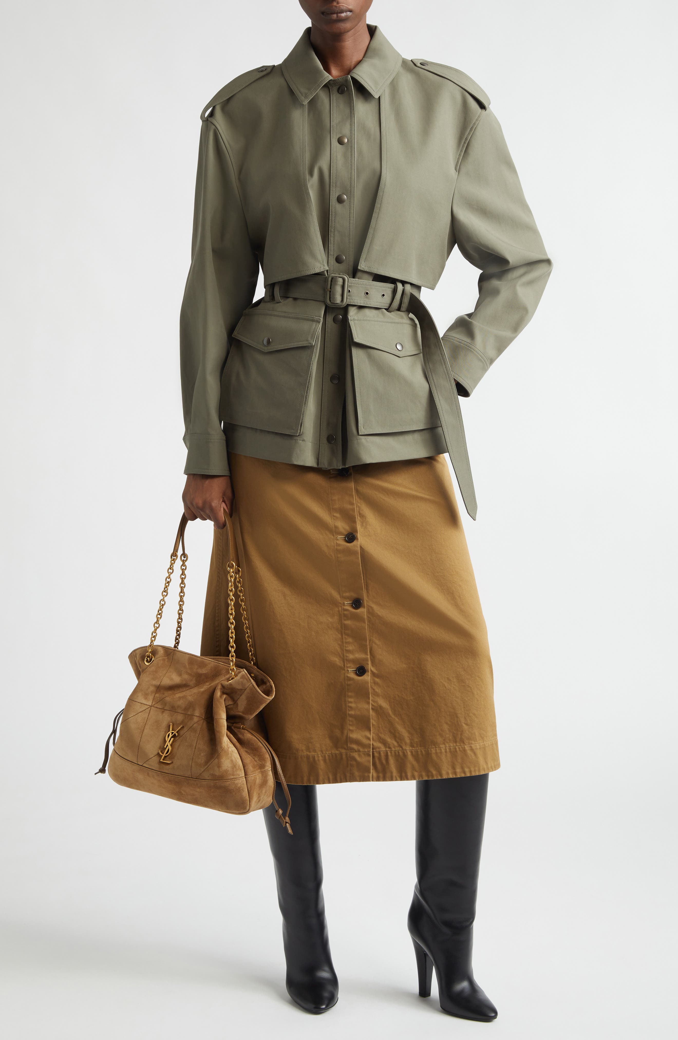 Belted Cotton Military Jacket - image 2