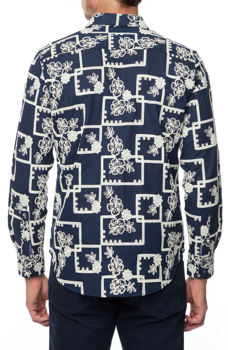 Robert Graham Oleander Classic Fit Embroidered Cotton Button-Up Shirt, Alternate, color, 