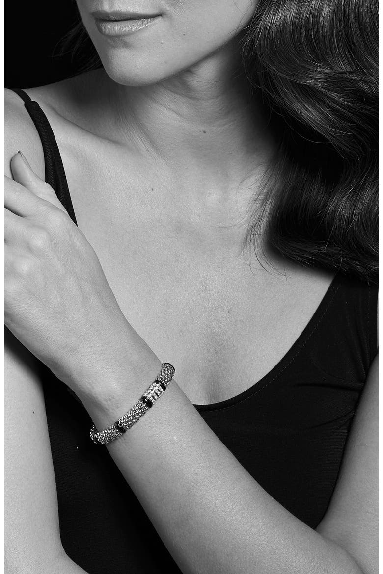 Black Caviar Diamond 4-Link Bracelet, Alternate, color, SILVER/ BLACK CERAMIC/ DIAMOND