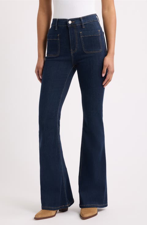 MIA Patch Pocket High Waist Flare Jeans