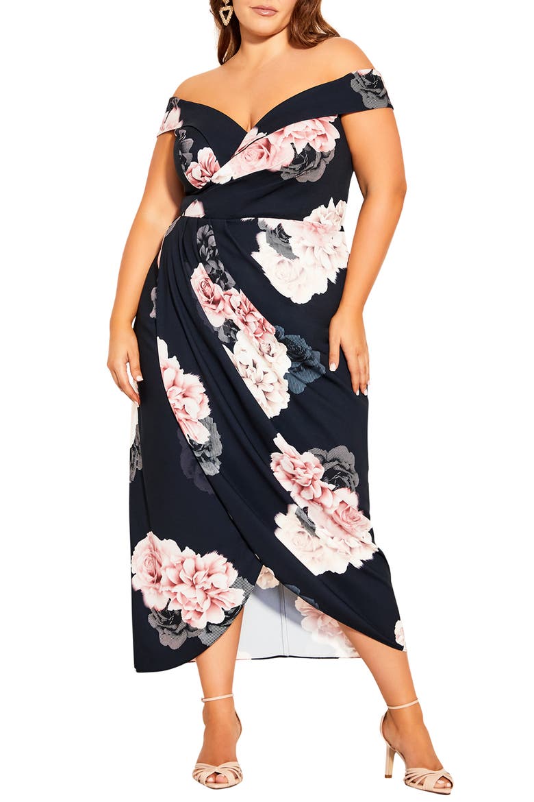 French Off the Shoulder Dress, Main, color, FRENCH FLORAL