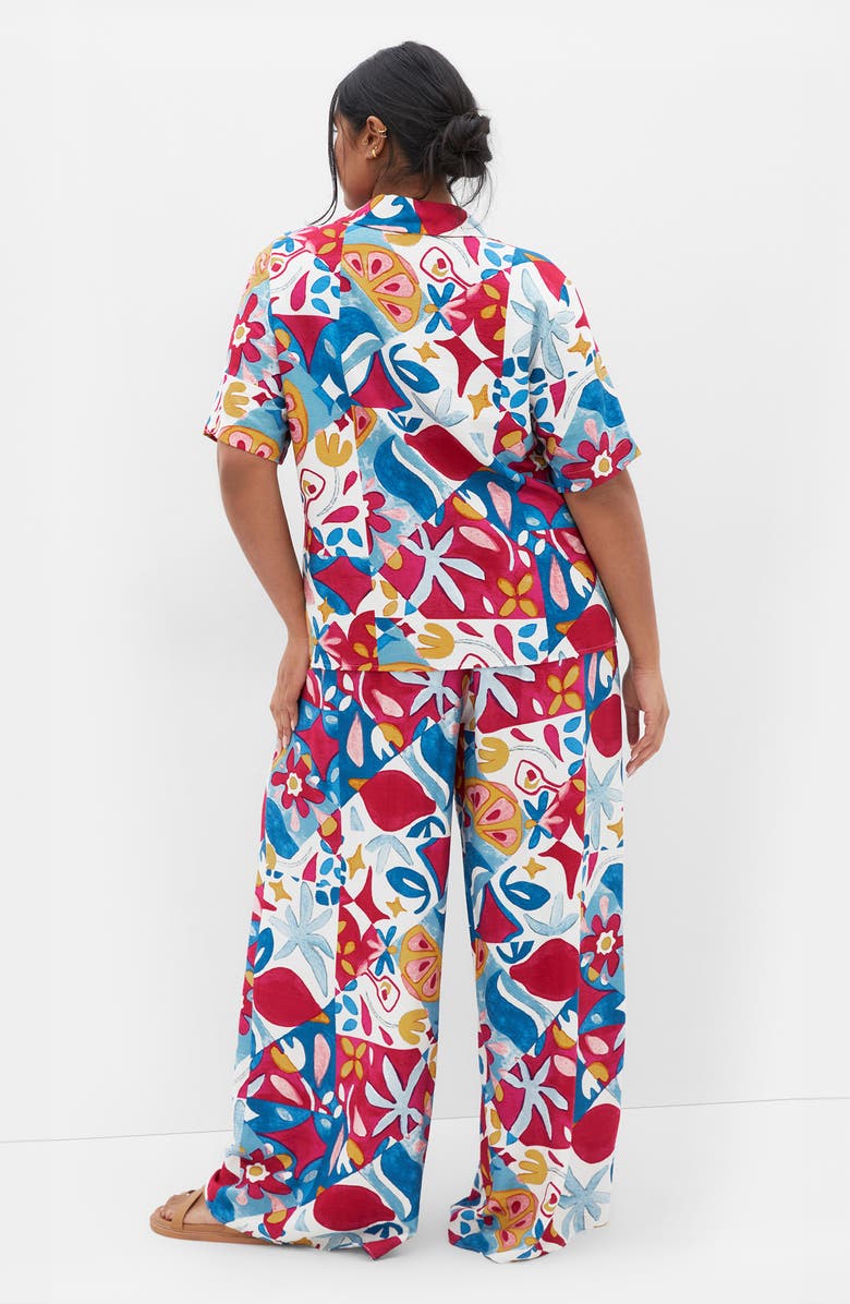 City Chic Athena Printed Wide Leg Pants, Alternate, color, Mosaic