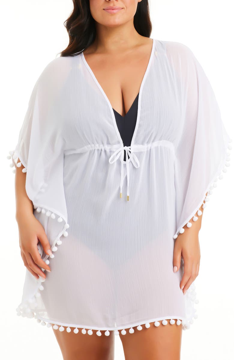 BLEU by Rod Beattie Sheer Cover-Up Caftan, Main, color, White