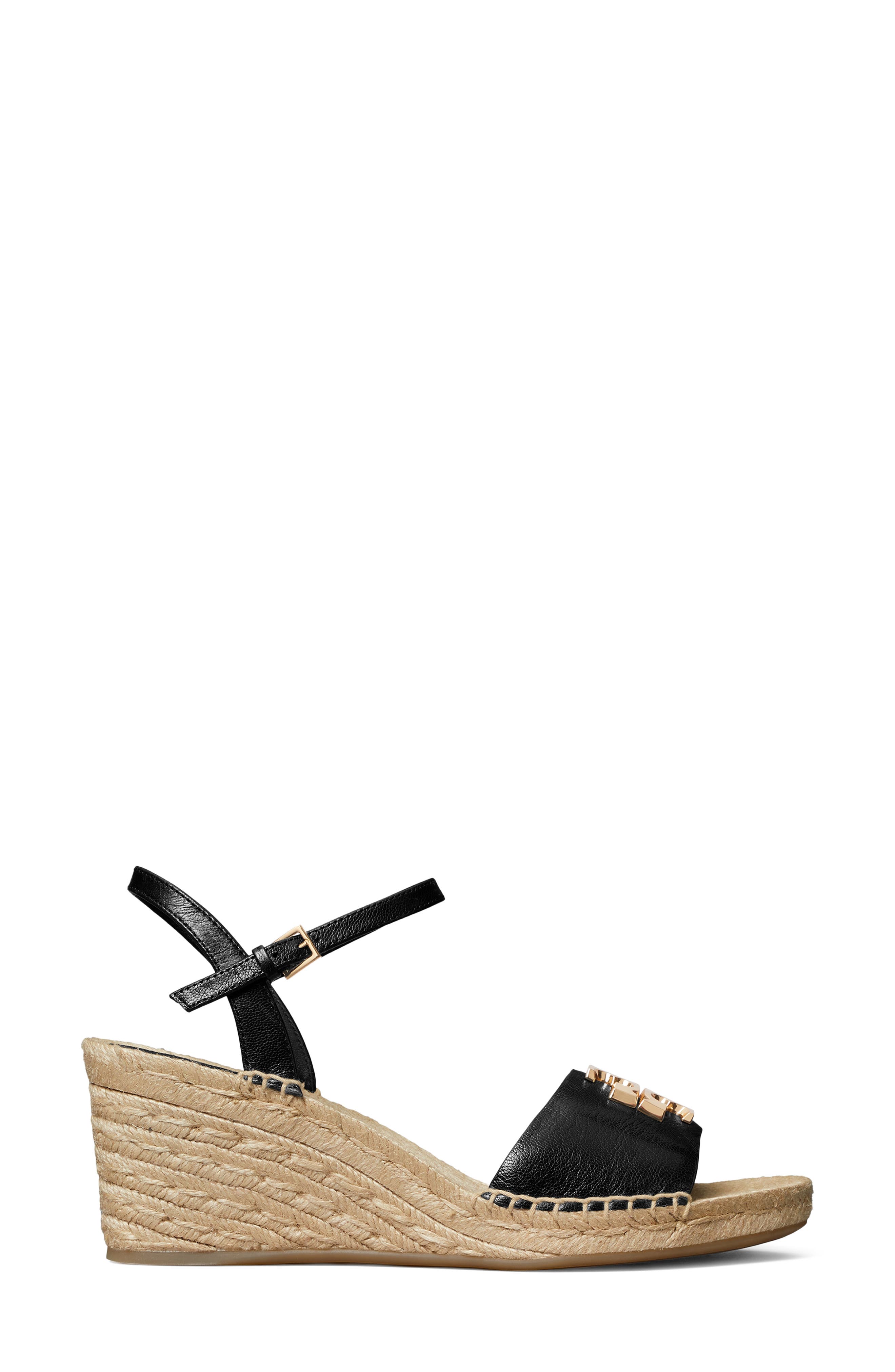 Tory Burch Eleanor Wedge Espadrille, Alternate, color, Perfect Black / Gold
