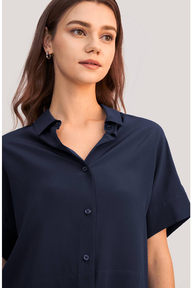 Women's Casual Short Sleeves Loose Silk T-Shirt, Alternate, color, Navy blue