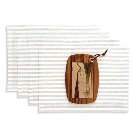 Linen Placemats - Amalfi Stripe, 14" x 19" Inch