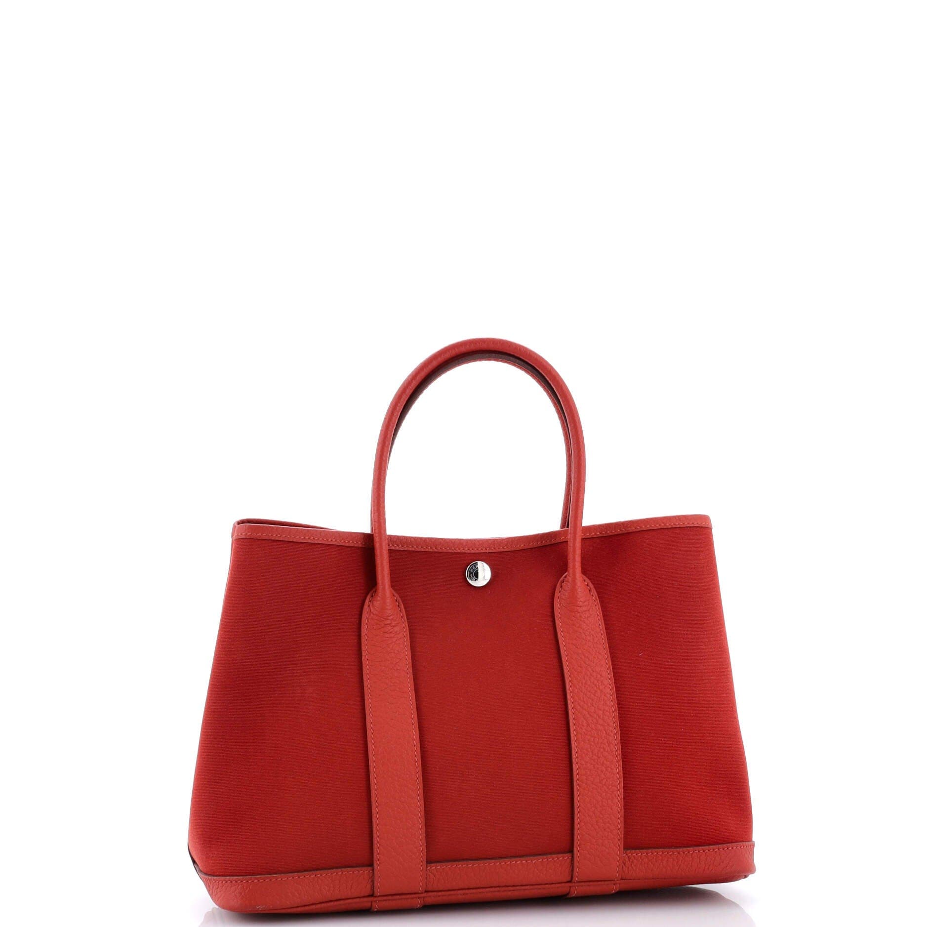 Pre-Owned Hermes Garden Party Tote Toile and Leather 30, Alternate, color, Rouge Duchesse