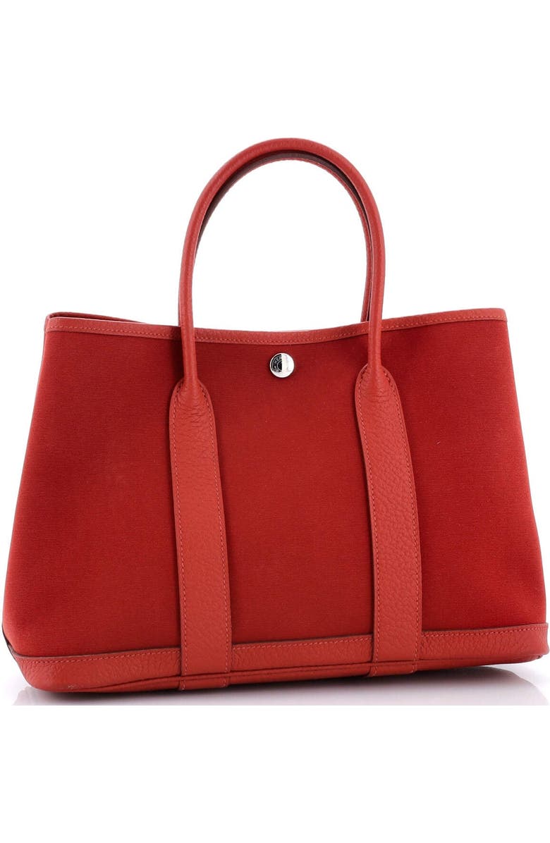 Pre-Owned Hermes Garden Party Tote Toile and Leather 30, Alternate, color, Rouge Duchesse