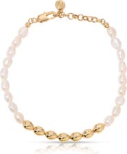 Ettika Freshwater Pearl & Pebble Beaded Bracelet