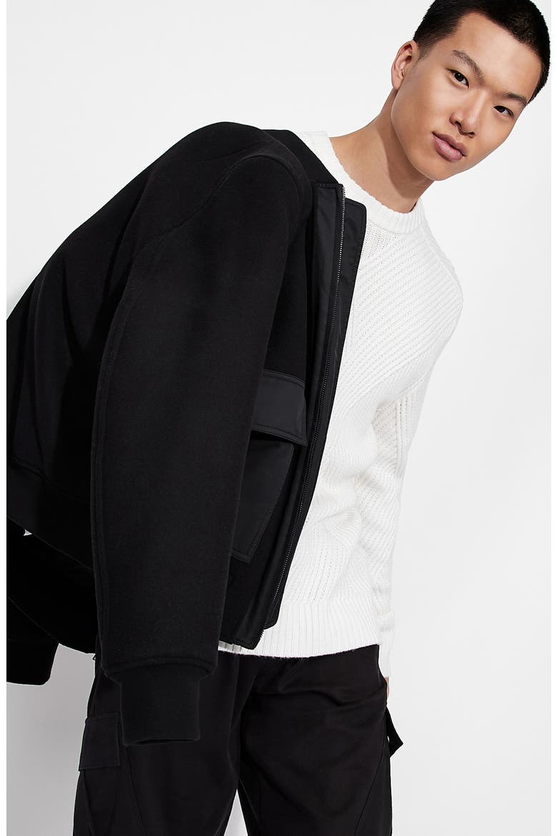 AX Armani Exchange Wool Bomber Jacket, Alternate, color, SOLID BLACK